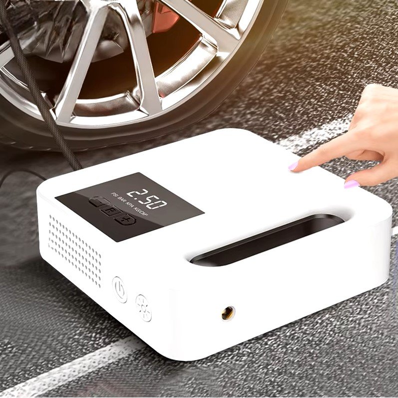 Gonfleur pneu voiture - PortableAutoAirPump™ - Blanc - Deco - auto